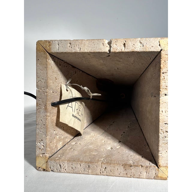 Raw Travertine Table Lamp from Area Illuminazione, Italy, 1970s For Sale - Image 11 of 12