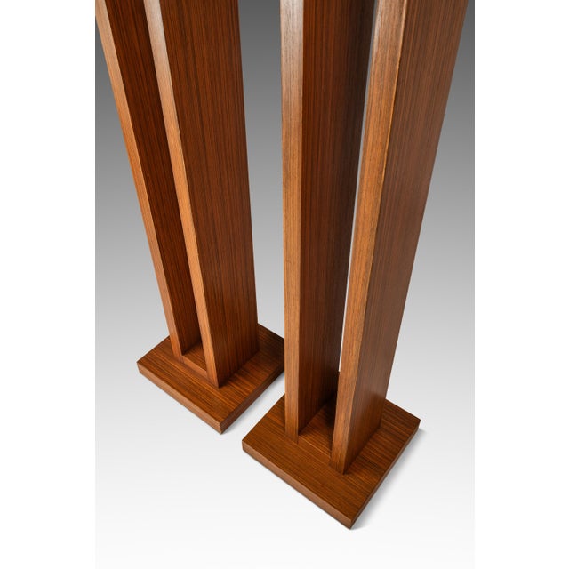 1960s Mid-Century Modern Freestanding Architectural Tower Floor Lamps in Oak After Frank Llyod Wright, Usa - Set of 2 For Sale - Image 15 of 18