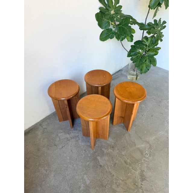 Vintage Oak Stools, 1950s, Set of 4 For Sale - Image 13 of 18