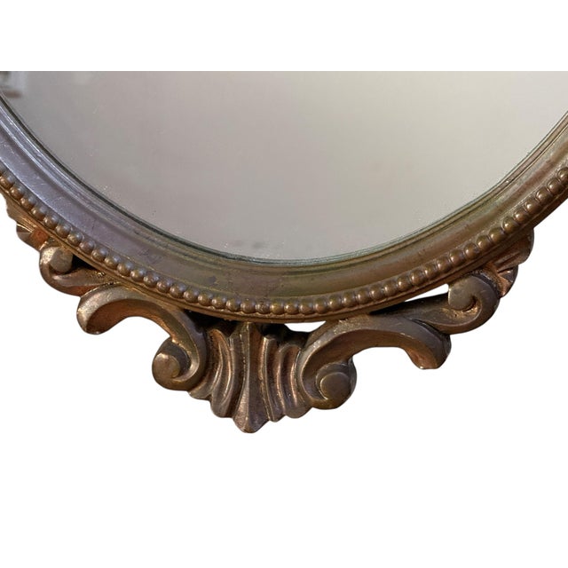 1950s Vintage French Gilded Wooden Mirror, 1959 For Sale - Image 5 of 6