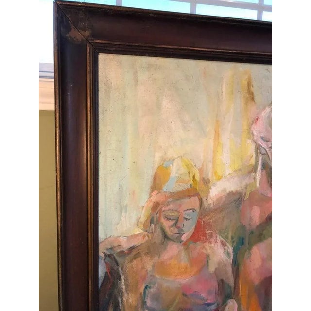 Wood Large Picasso Style Mid-Century Modern Oil on Board of Women For Sale - Image 7 of 13