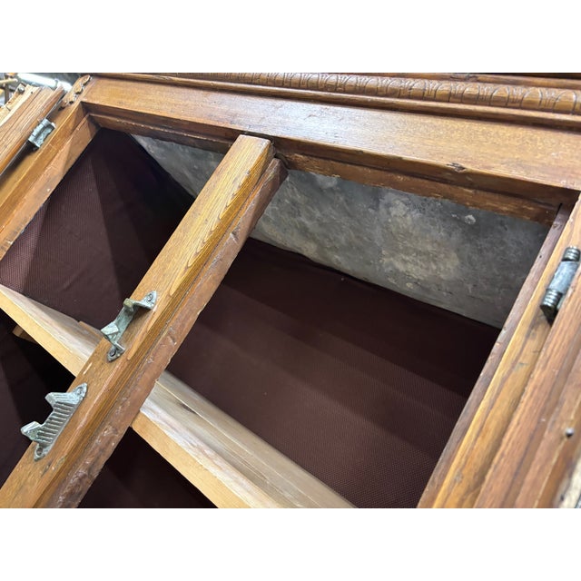 Antique Large Size American Oak and Metal Ice Box Chest Cabinet For Sale - Image 14 of 15