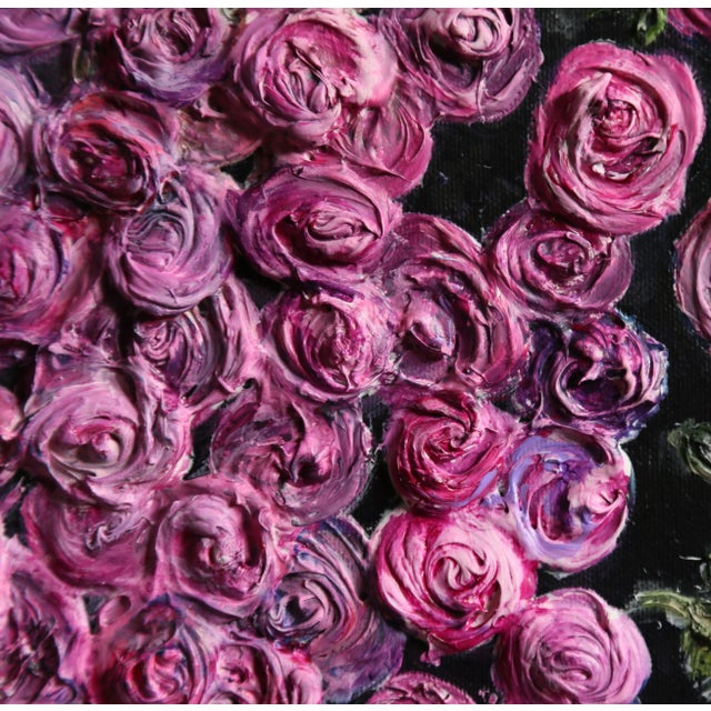 "Midnight Roses" Contemporary Floral Mixed-Media Painting For Sale - Image 4 of 6