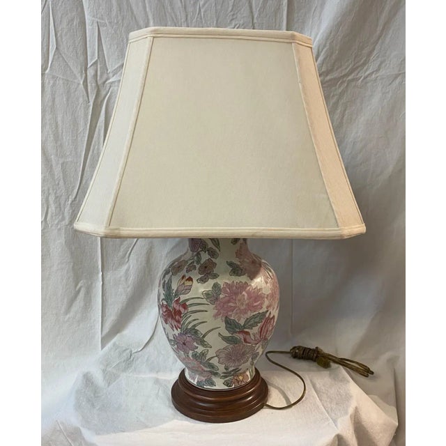 Vintage Floral Porcelain Table Lamp For Sale - Image 10 of 10