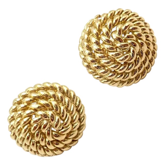 Tiffany & Co. Yellow Gold Rope Coil Vintage Earrings, A Pair For Sale