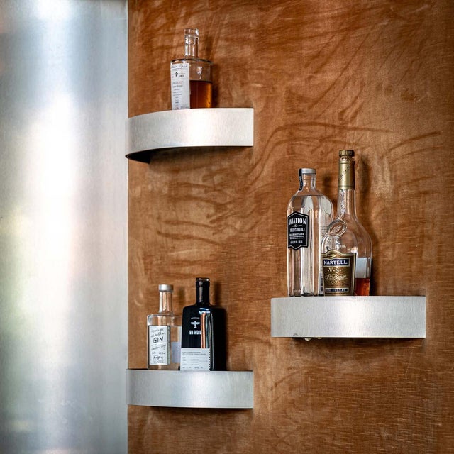 Large Brushed Aluminium Bar with Stools, Set of 3 For Sale - Image 12 of 14