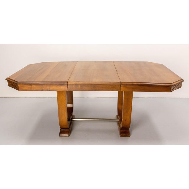 Dining table Art Deco, made circa 1930. The extension were made recently by our cabinet maker using the walnut wood of...