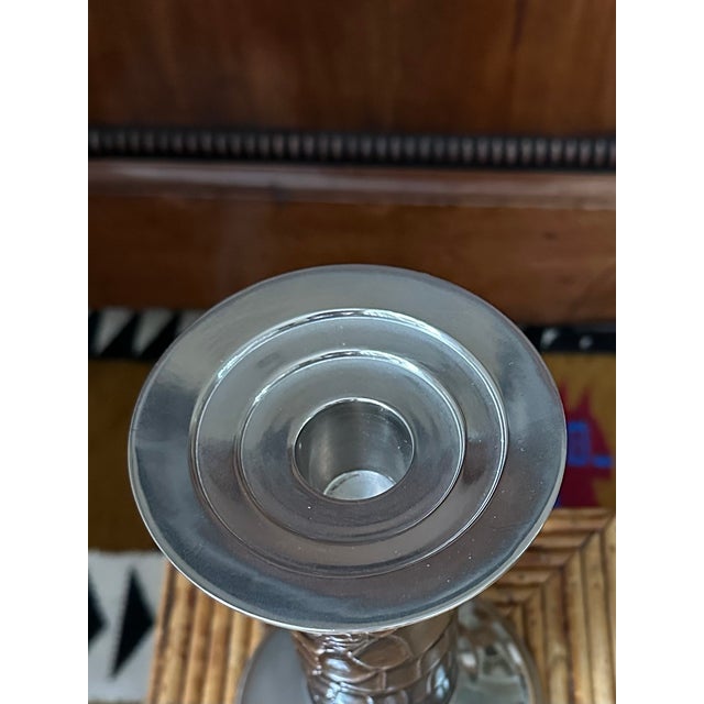 Vintage 8” Leather and Silver Ralph Lauren Style Candleholder For Sale - Image 9 of 18