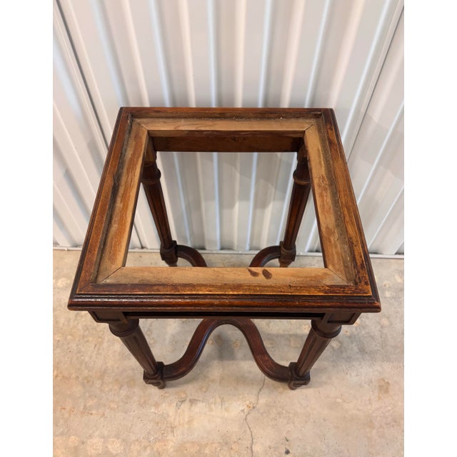 Early 20th Century Late 19th or Early 20th Century Petite French Marble Top Carved Wood Side Table 15” Square For Sale - Image 5 of 8