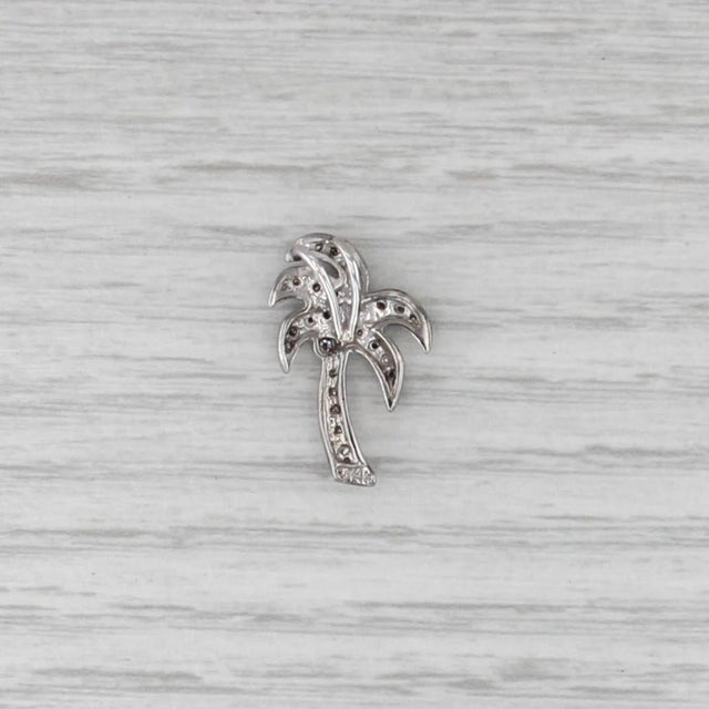 2010s 0.23ctw Diamond Palm Tree Pendant 14k White Gold Floating Drop For Sale - Image 5 of 5