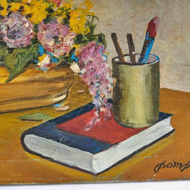Pompoli, Bouquet of Vibrant Flowers, 1983, Painting For Sale - Image 4 of 7