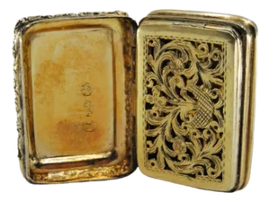 Silver and Gold Vinaigrette Box with Friezes and Reliefs