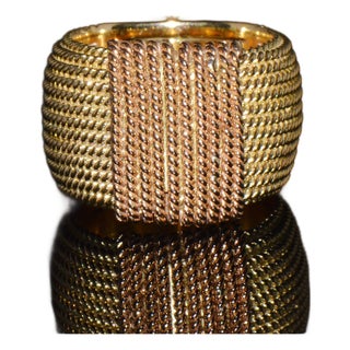 Authentic Vintage Roberto Coin Opera 18k Yellow & Rose Gold Wide Statement Band Ring With Hidden Ruby, Size 7.5 For Sale