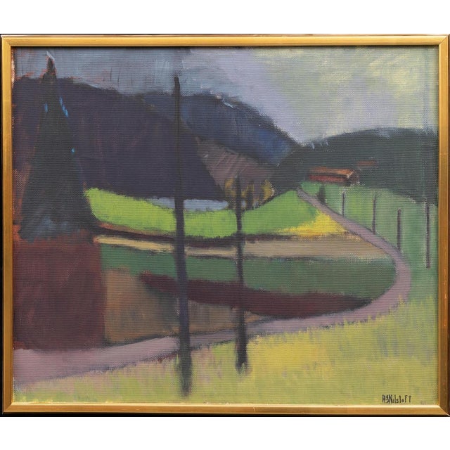 Modern Anna‑Stina Lorentze Nilstoft, Landscape, 1950s, Oil on Canvas For Sale - Image 3 of 14