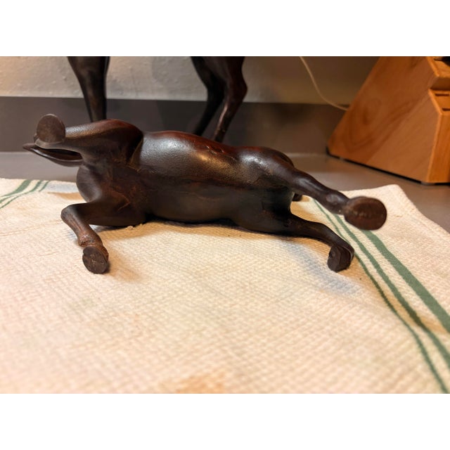 Brass 1970s Tang Dynasty Style Brass Horse Sculptures - Matching Pair Set 22” - Unmarked For Sale - Image 8 of 12