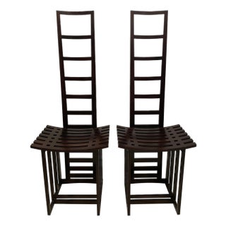 Tall Ladderback Architectural Design Chairs- A Pair For Sale