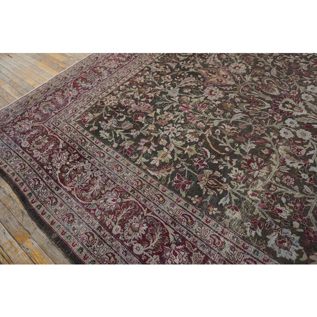 Chocolate Fantastic Chocolate Brown Color and Floran Desing Antique Persian Khorassan Moud Rug For Sale - Image 8 of 15