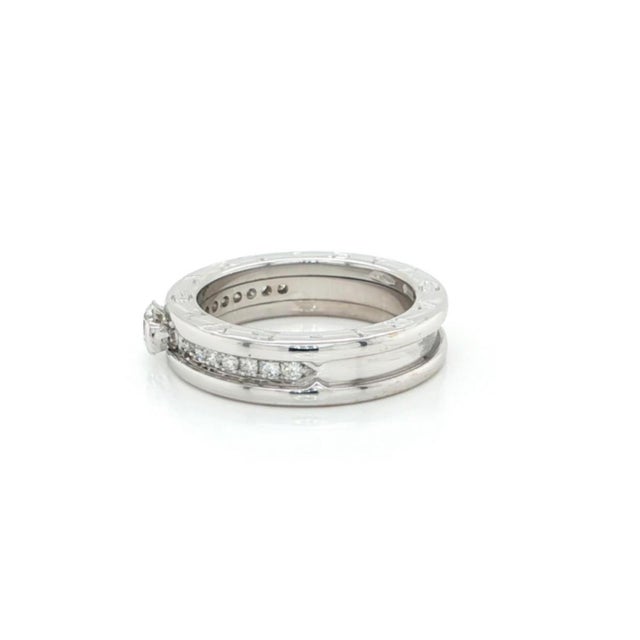 Bvlgari B.zero1 Diamond Solitaire Ring 18k White Gold W/Cert Size 6 / Eu 52 For Sale In Miami - Image 6 of 9