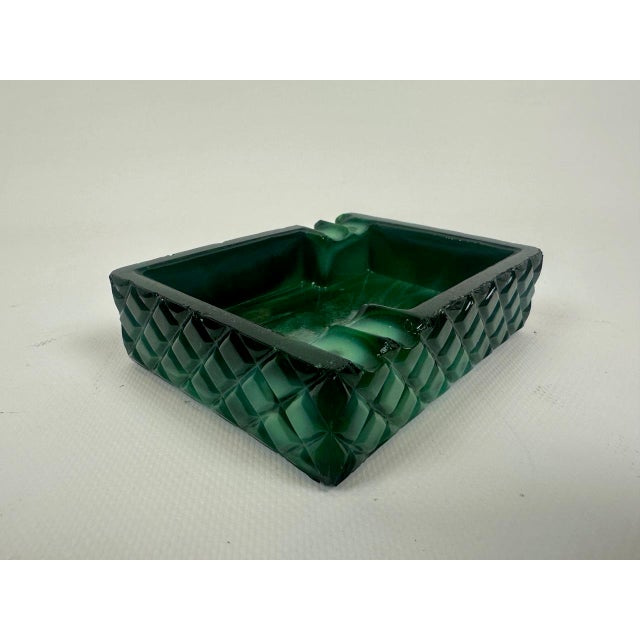 Glass Bohemian Malachite Ashtray from Jablonec Glassworks, 1960s For Sale - Image 7 of 8