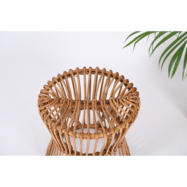 Mid-Century Italian Bamboo and Rattan Stool from BBB Boncina, 1960s For Sale - Image 14 of 15