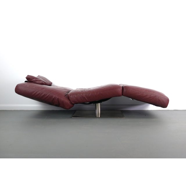 Natuzzi Chaise Lounge Chair in Rich Ox Blood Leather Zeta Model Chairish