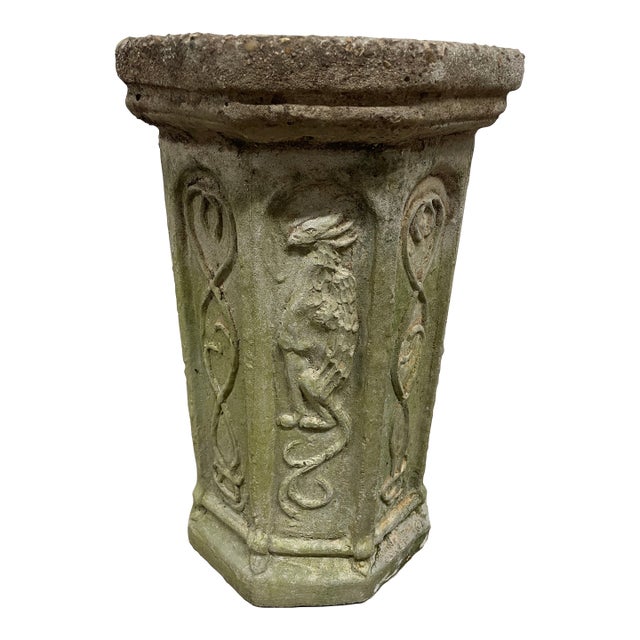 Early 20th Century English Hexagonal Planter Stand, Griffin and Scroll Work Design Work For Sale