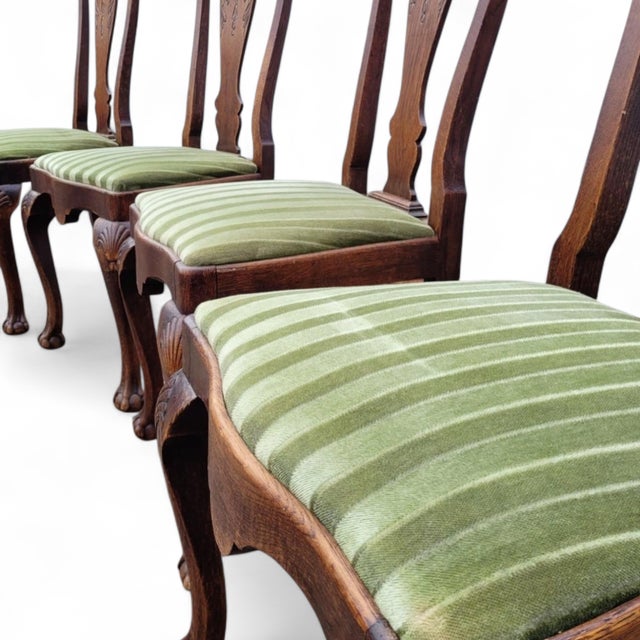 Brown Antique English Carved Mahogany Dining Chairs, 1880s, Set of 4 For Sale - Image 8 of 13