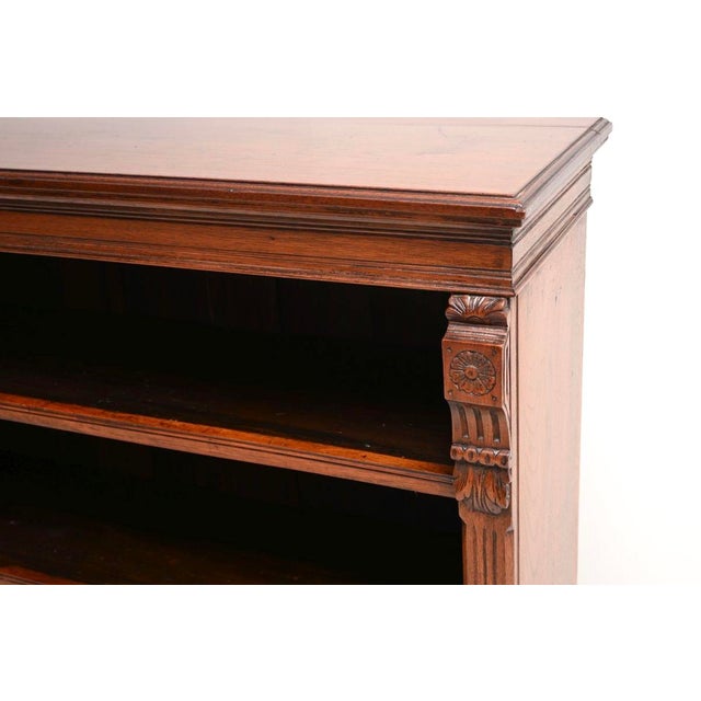 Brown Antique Victorian Walnut Open Bookcase, 1870s For Sale - Image 8 of 11