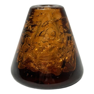 Amber Whirlpool Cone Vase by František Vízner for Skrdlovice, 1968 For Sale