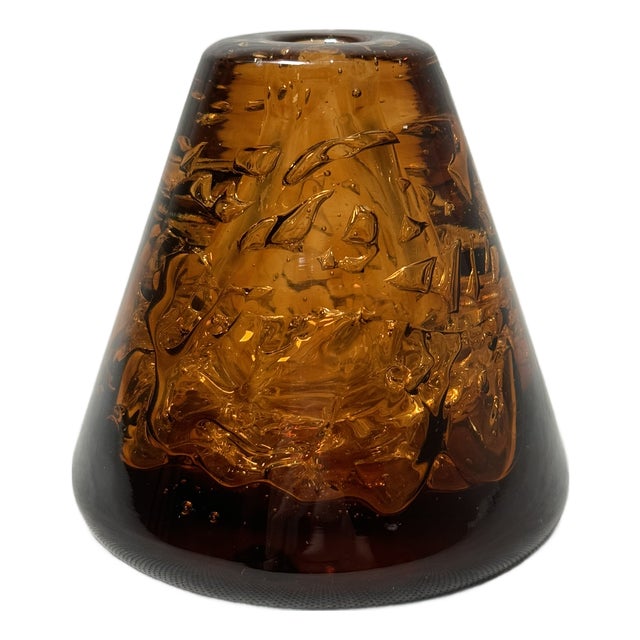 Amber Whirlpool Cone Vase by František Vízner for Skrdlovice, 1968 For Sale