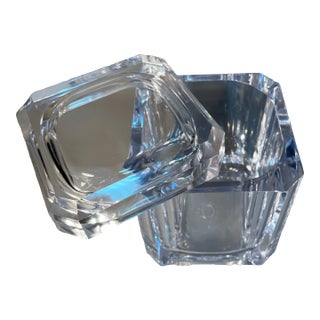 1970s Mid-Century Modern Alessandro Albrizzi Lucite Ice Bucket Slide-a-Way Lid Carlisle Grainware For Sale