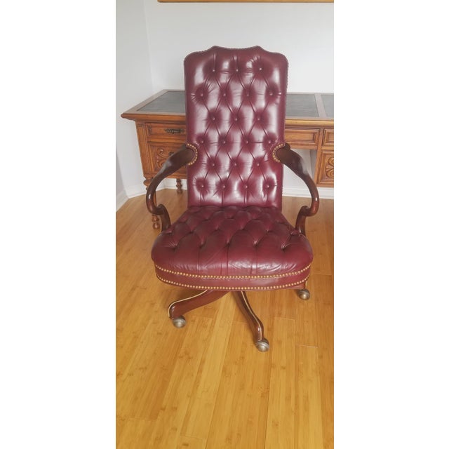 A handsome, investment-quality executive desk chair by the prestigious Hickory Chair Company. This classic piece features...
