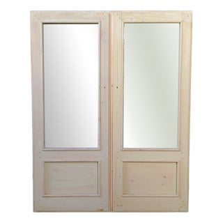 Vintage Glass Doors with Beveled Glass, 1980, Set of 2 For Sale