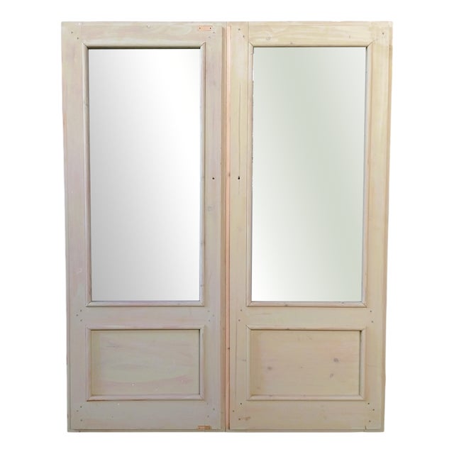 Vintage Glass Doors with Beveled Glass, 1980, Set of 2 For Sale