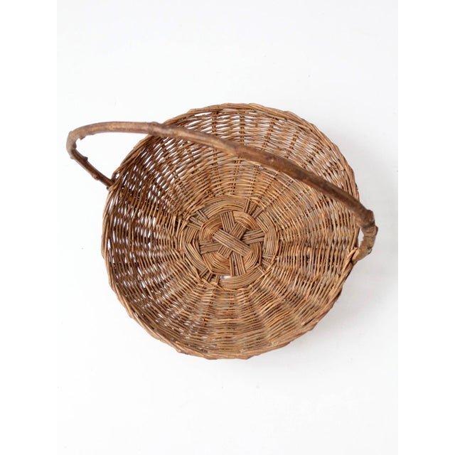 Antique Willow Gathering Basket With Branch Handle For Sale - Image 11 of 14