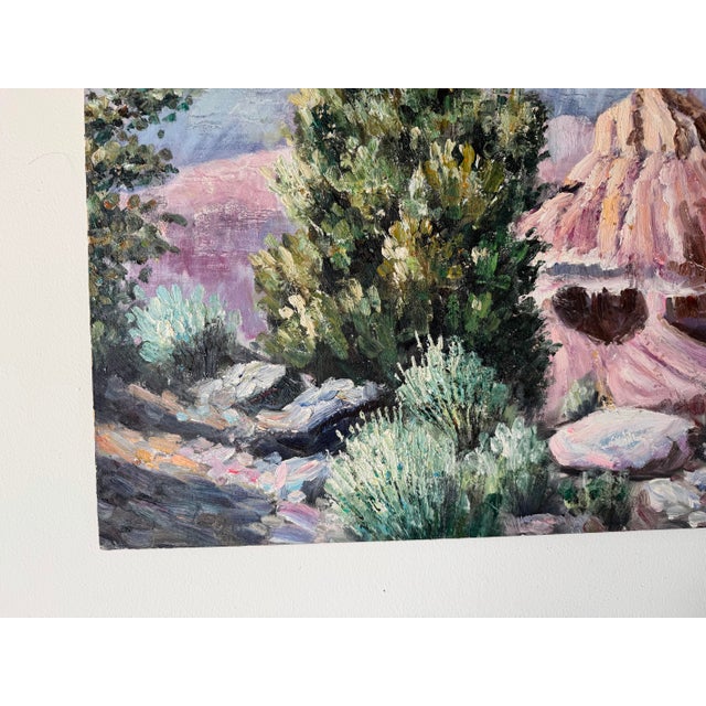 1970’s Vintage Impressionist Desert Landscape Oil on Canvas Painting, Signed, Unframed For Sale In Miami - Image 6 of 11
