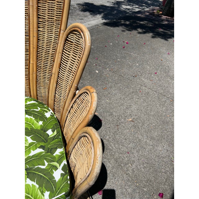 Large Vintage Bamboo and Wicker Fan Back Chair. For Sale In West Palm - Image 6 of 8