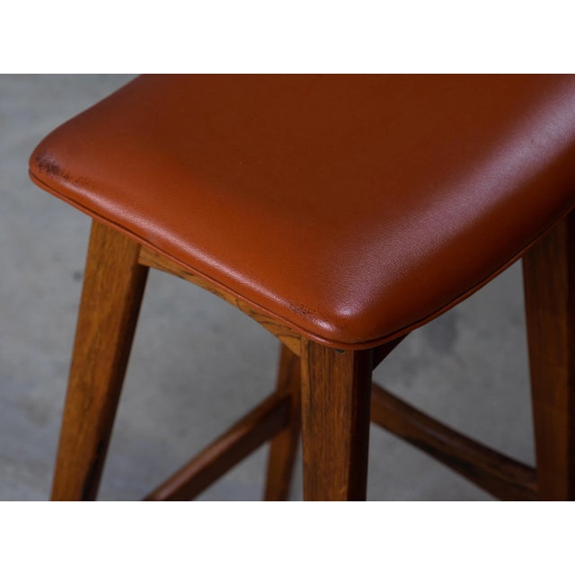 Mid-Century Rosewood & Leather Bar Stools by Erik Buch for Dyrlund, Set of 4 For Sale - Image 6 of 14