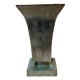 Monumental French Moderne Verdigris Bronze Vase , Manner of Gilbert Poillerat For Sale