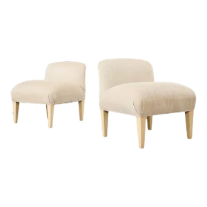 Pair of Modern Upholstered Hardwood Slipper Chairs