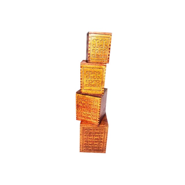 Vintage Mid-Century Wooden Kitchen Storage Canisters / Containers - Set of 4 For Sale