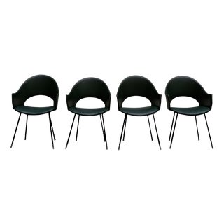 Vintage Chairs with Round Backrest in Green Skay, 1970s, Set of 4 For Sale