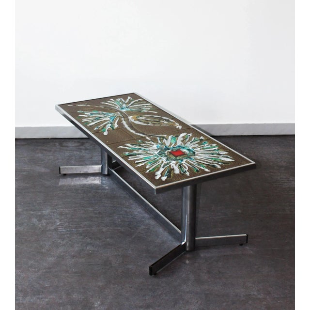 1970s Ceramic and Chrome Coffee Table, 1970s For Sale - Image 5 of 10