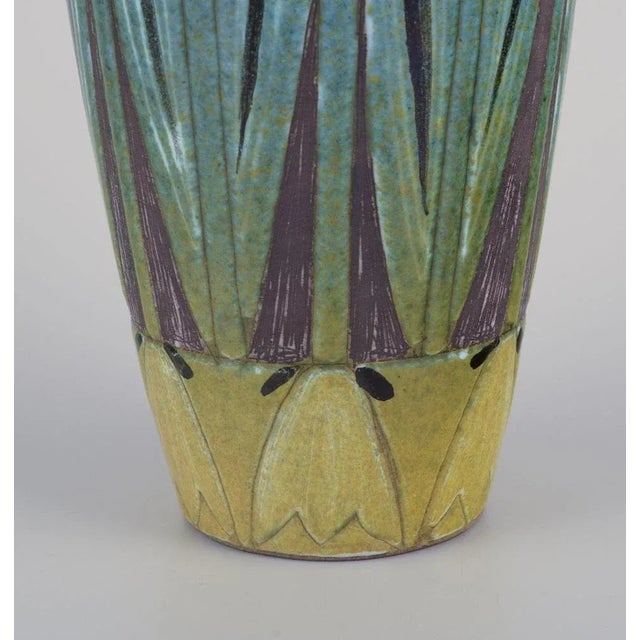 Sweden. Ceramic Vase with Polychrome Glaze and Floral Motifs from Upsala Ekeby For Sale - Image 3 of 8