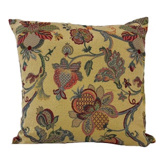 20" Square Decorative Throw Pillow With a Meandering Renaissance Tapestry Look Floral Patten - Made in the U K For Sale