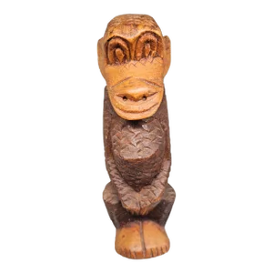 Vintage Handcrafted Monkey Wood Sculpture