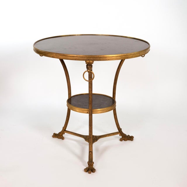 French Gilt-Bronze and Black Fossil Marble Two-Tier Gueridon, Circa 1880 For Sale - Image 4 of 9