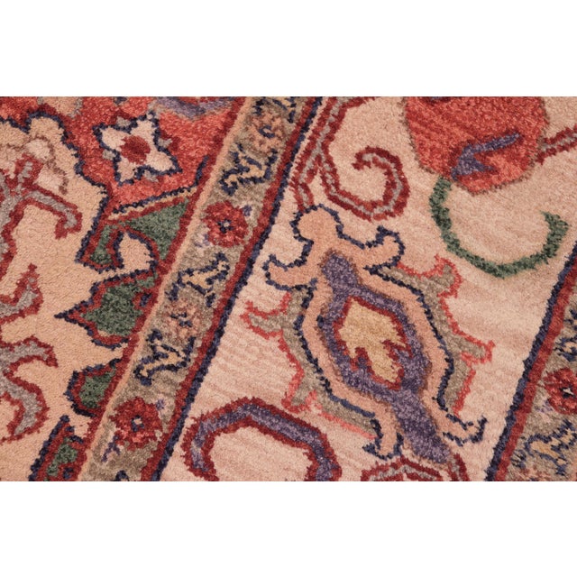 Shabby Chic Vintage‑Inspired Medallion Green/Ivory Hand Knotted Wool Rug - 7'11'' X 9'11'' For Sale - Image 4 of 9