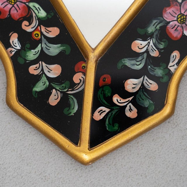 Mid-Century Peruvian Hand-Painted Wooden Wall Mirrors, 1960s, Set of 3 For Sale - Image 11 of 12