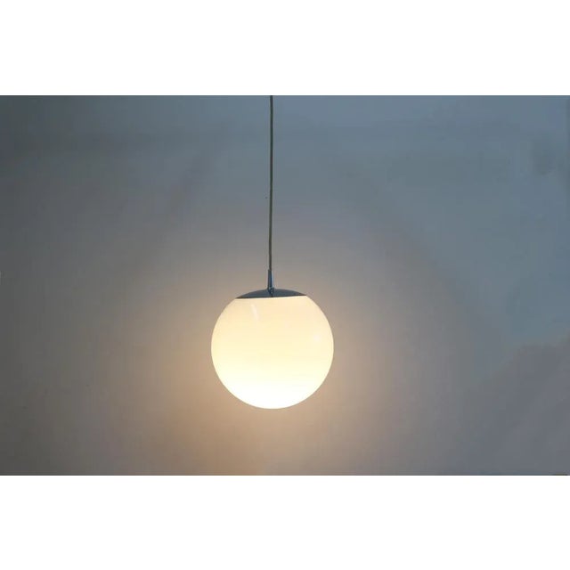 Space Age Globe Pendant Light Ball Lamp Opal Glass from Peill & Putzler, 1970s For Sale - Image 4 of 6
